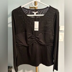 Bar III Black Ruched Women's Blouse